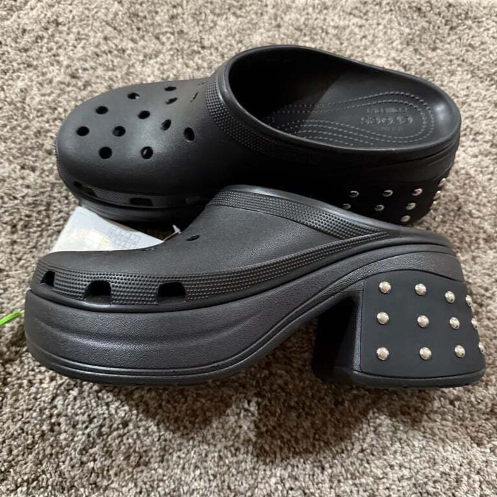 NWT Crocs Siren Studded Heel Clog Black Shoes Size Men13 Chunky‎ Rare